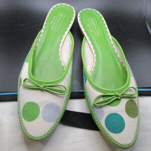 VINTAGE COACH~LEATHER~MADE IN ITALY~POLKA DOT HEELED SLIP ON'S~SIZE 8 B
